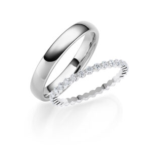 Trauringe mit Fancy Memoire Ring in Weißgold und Platin