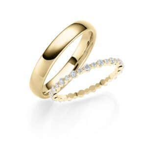 Trauringe mit Fancy Memoire Ring in Gelbgold, Roségold und Rotgold