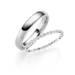 Trauringe mit Fancy Memoire Ring in Weißgold und Platin