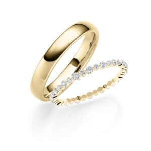 Trauringe mit Fancy Memoire Ring in Gelbgold, Roségold und Rotgold