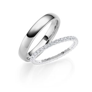 Trauringe mit Fancy Memoire Ring in Weißgold und Platin