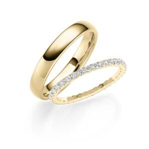 Trauringe mit Fancy Memoire Ring in Gelbgold, Roségold und Rotgold