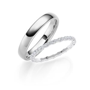 Trauringe mit Fancy Memoire Ring in Weißgold und Platin