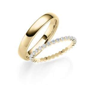 Trauringe mit Fancy Memoire Ring in Gelbgold, Roségold und Rotgold