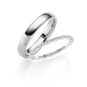 Trauringe mit Fancy Memoire Ring in Weißgold und Platin