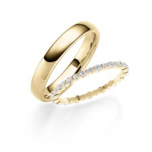 Trauringe mit Fancy Memoire Ring in Gelbgold, Roségold und Rotgold