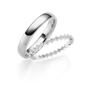 Trauringe mit Fancy Memoire Ring in Weißgold und Platin