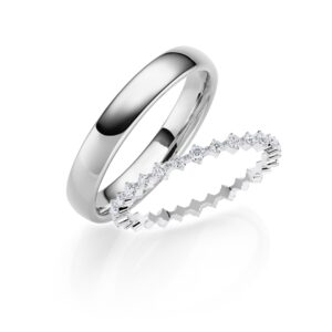 Trauringe mit Fancy Memoire Ring in Weißgold und Platin